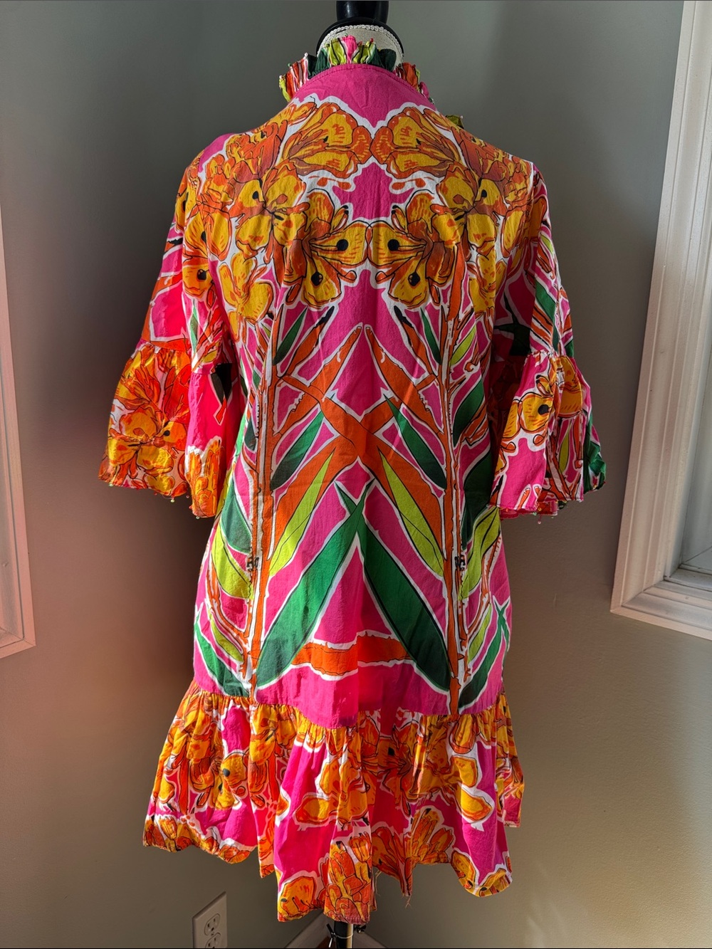 Anthropologie Roopa Pemmaraju dopamine tropical beaded ruffle mini dress Small - Picture 6 of 12